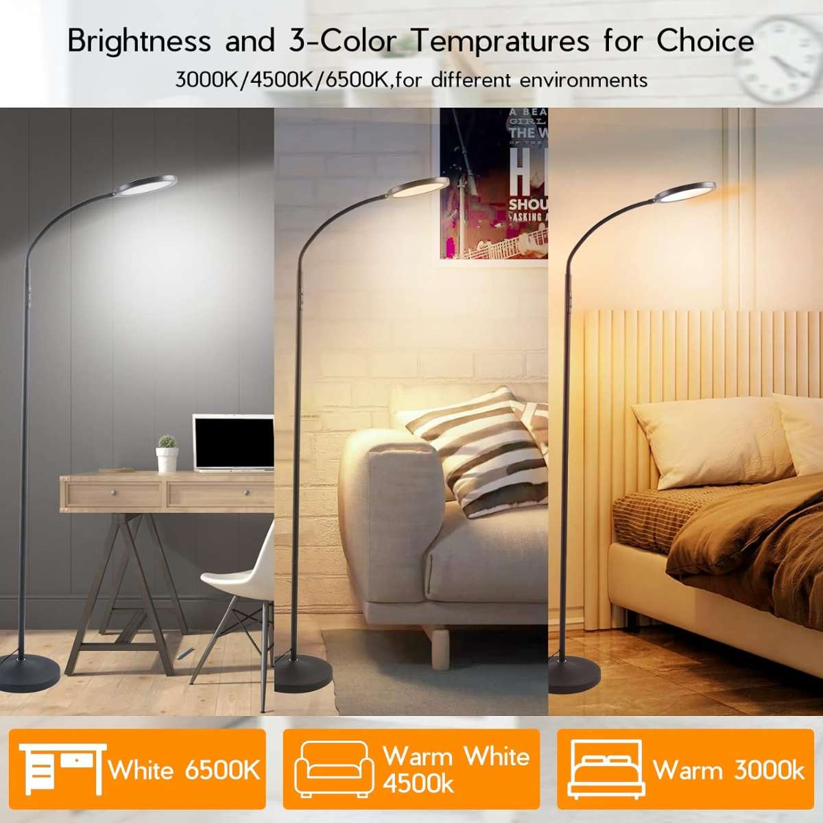 Tenmiro LED Floor Lamp for Living Room (Black)