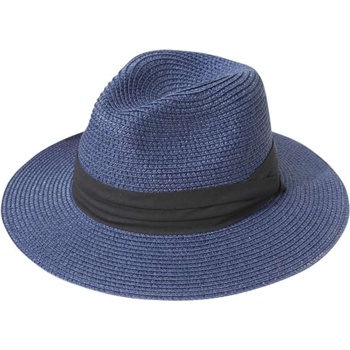 Lanzom Women Wide Brim Straw Panama Roll up Hat Fedora Beach Sun Hat UPF50+