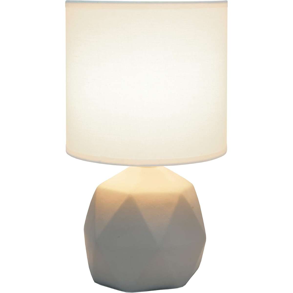 Simple Designs LT2060-WHT Geometric Concrete Table Lamp, White