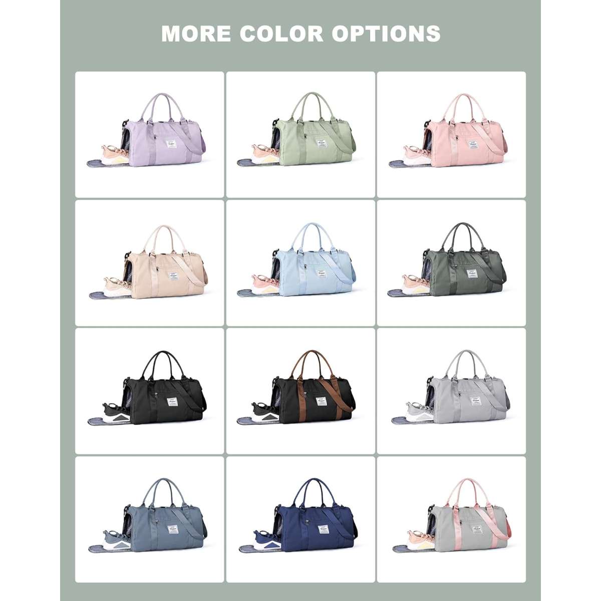 Women's men's duffle bag with shoe compartment and wet pockets