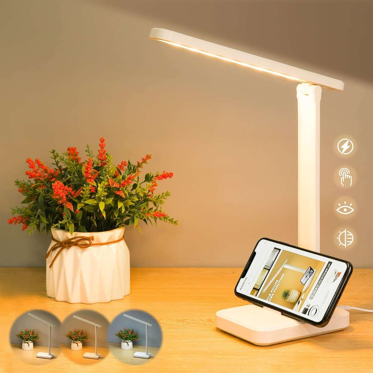 LED table lamp with touch control reading