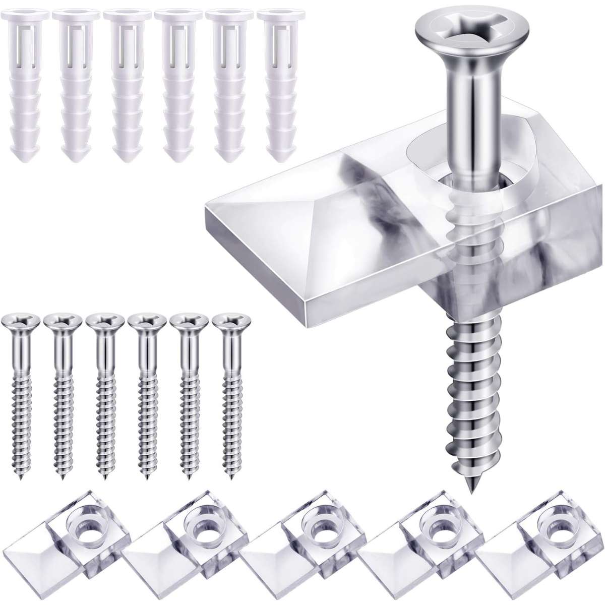 Blulu 20 Piece Mirror Stand Clip Glass Retention Clip Kit