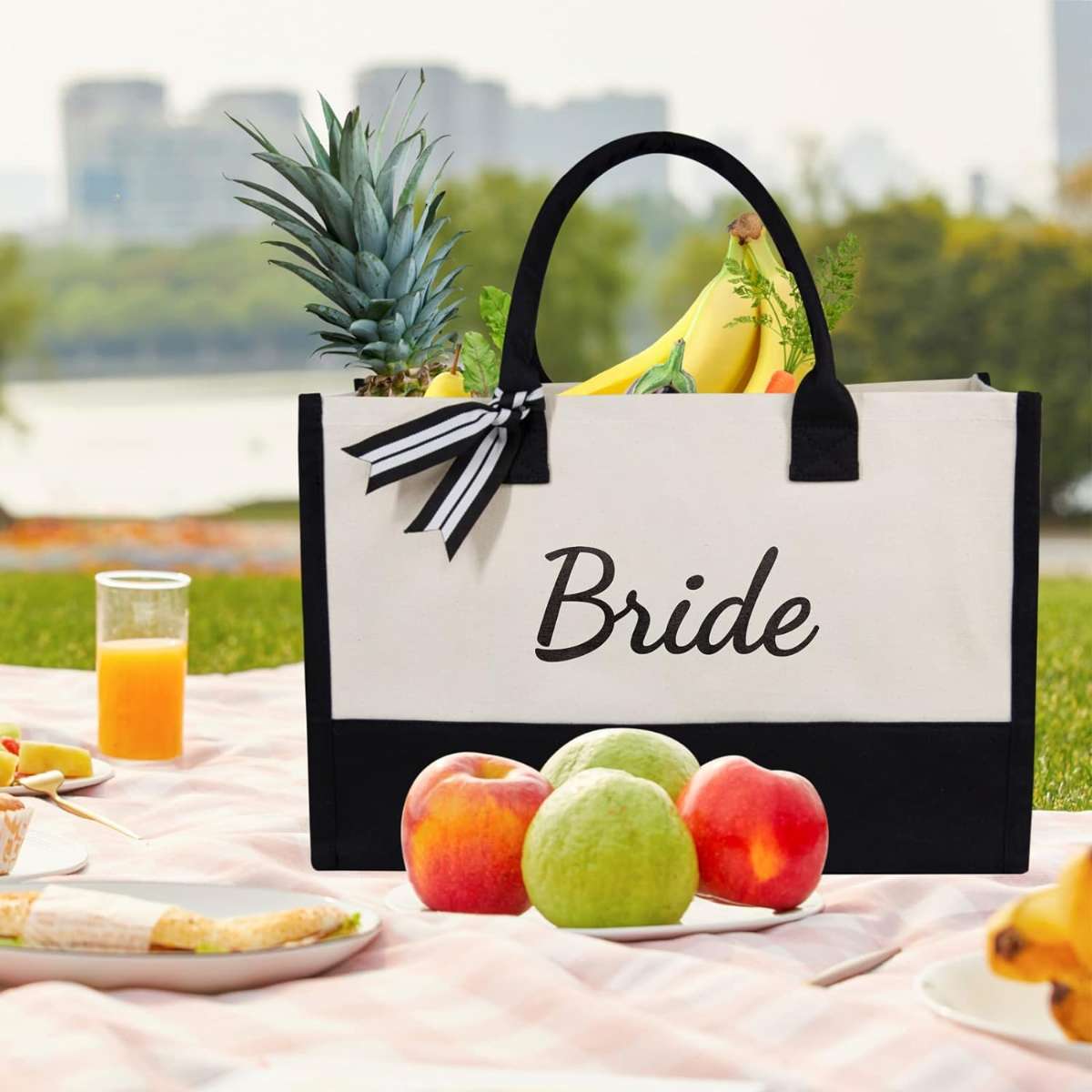 Topdesibin bridal canvas tote bag