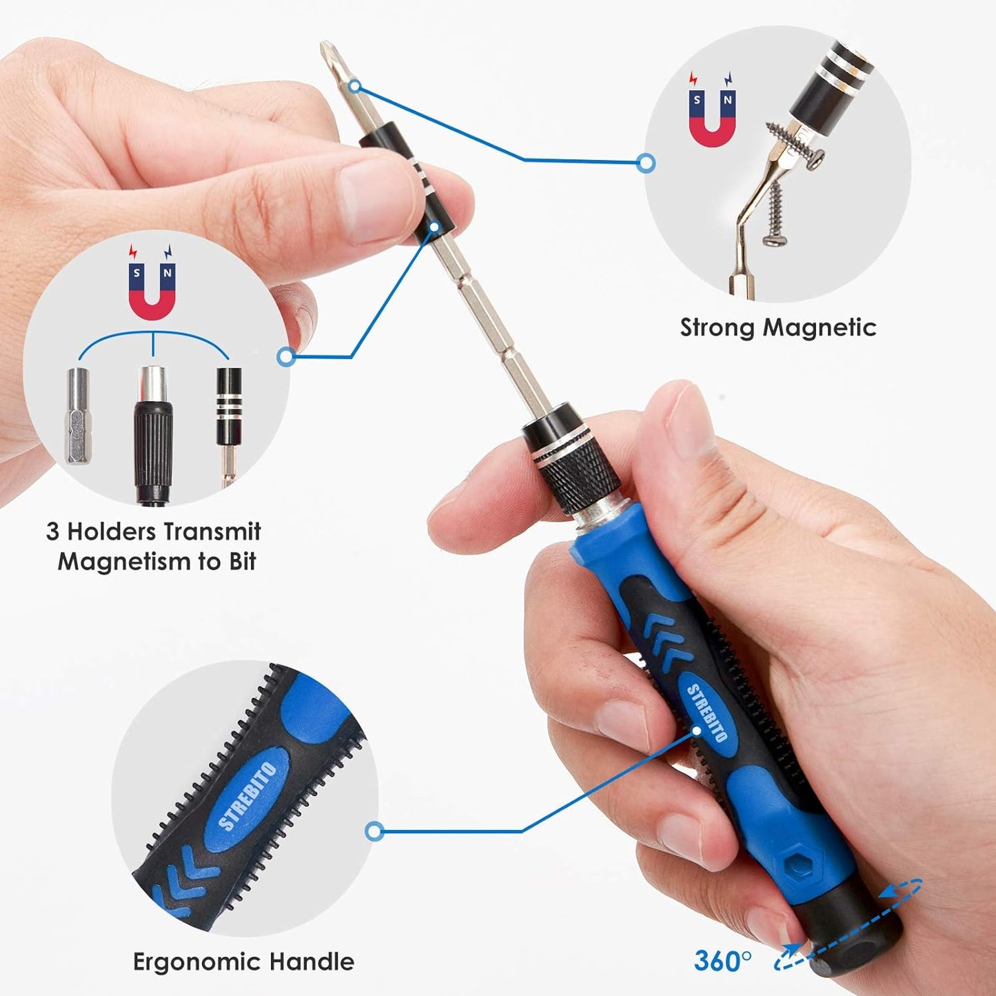 STREBITO Electronics Precision Screwdriver Set 142 Piece 120-Bit Magnetic Repair Tool Kit