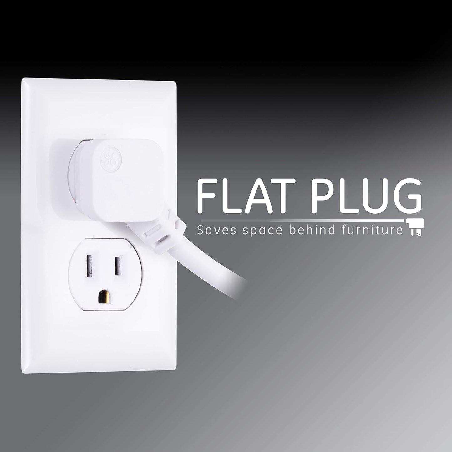 GE 6 Socket Surge Protector, White, 14092