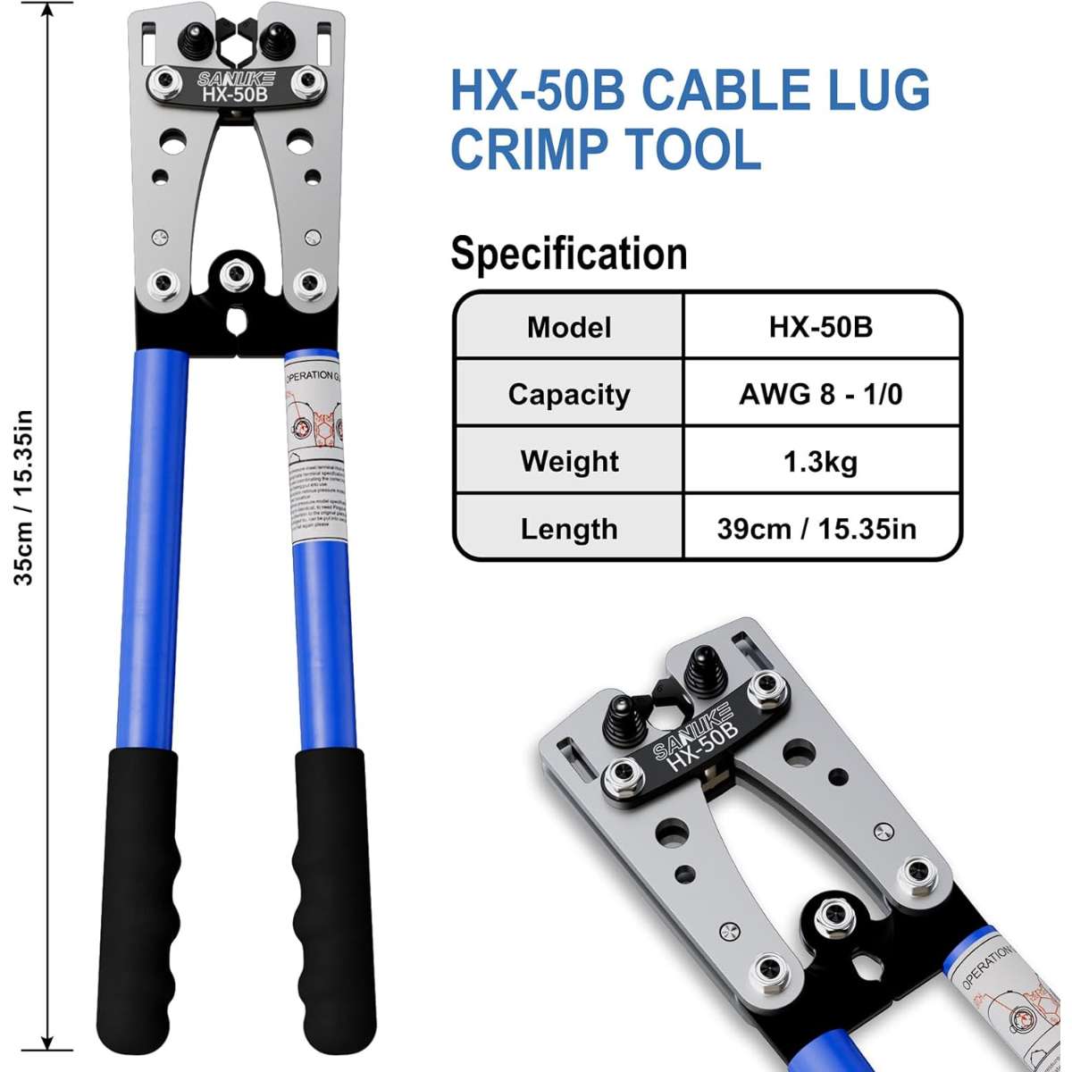 Sanuke Battery Cable Lug Crimping Tool Set
