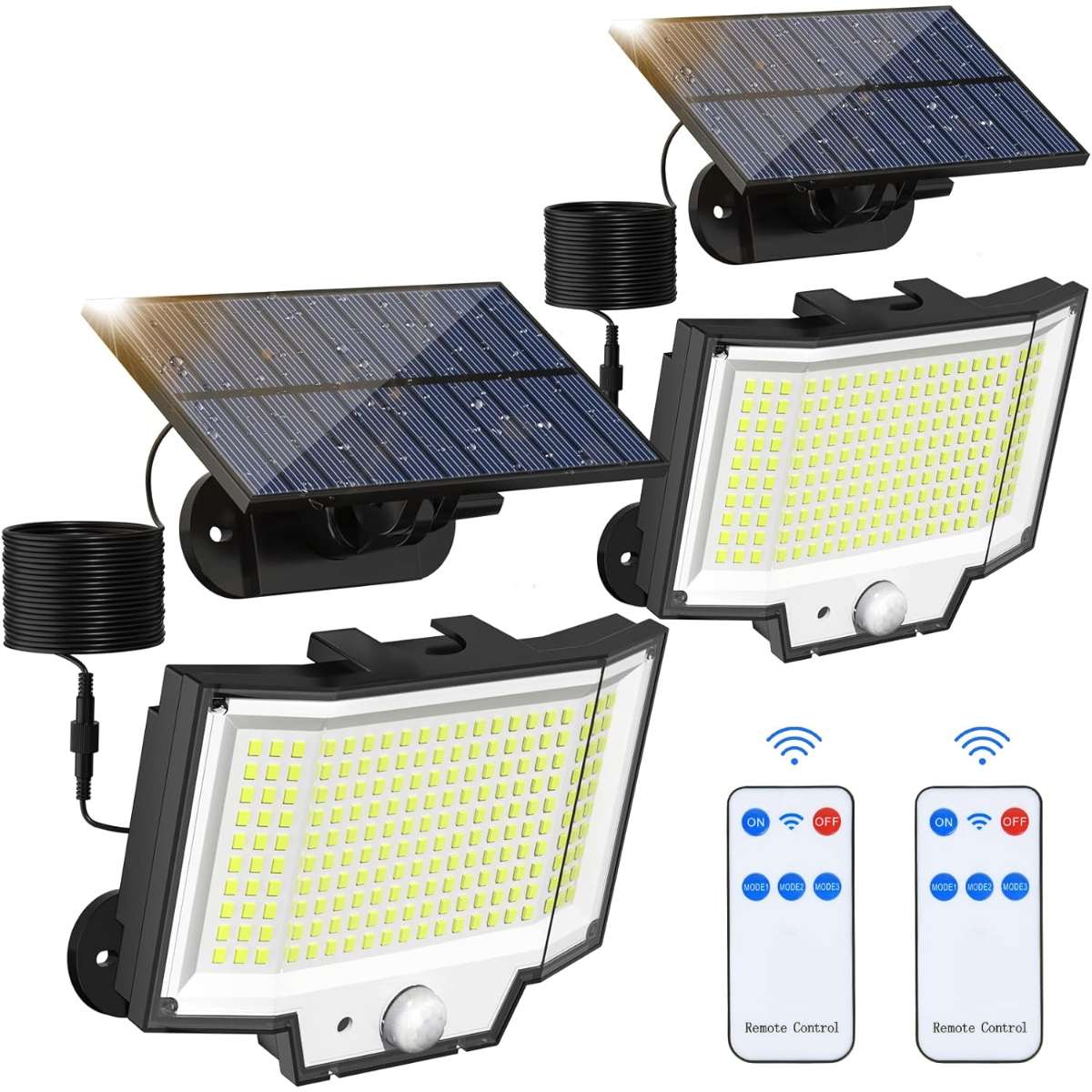 [400 LED/2 packs/3 modes] Stand-alone panel with remote control, IP65 waterproof
