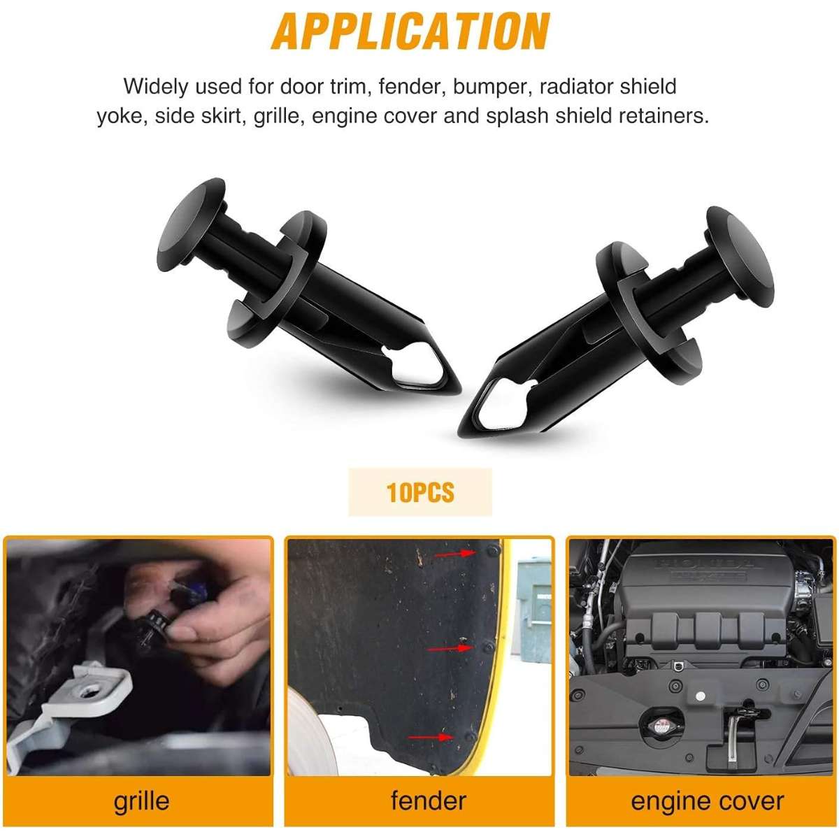 GOOACC GRC-70 35PCS Fixing Fastener Rivet Clip, Black