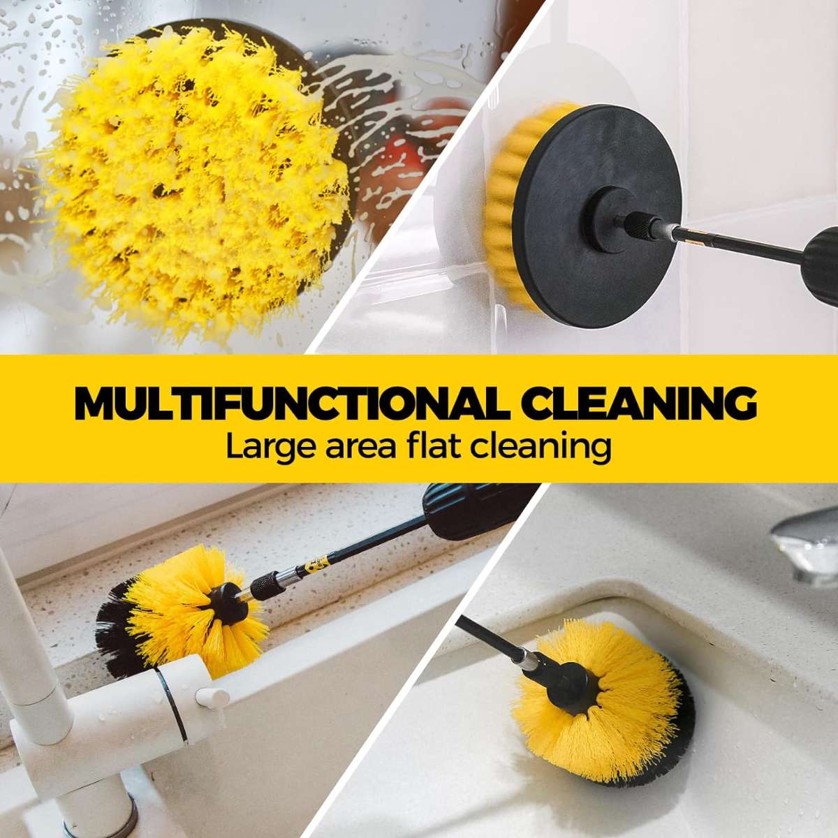 Holikme 6Pack Cleaning Brush Electric Floor Scrubber Cleaning Brush Yellow