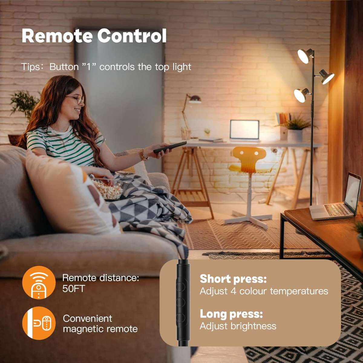 36W LED Tree Floor Light with Remote Control and Touch Control