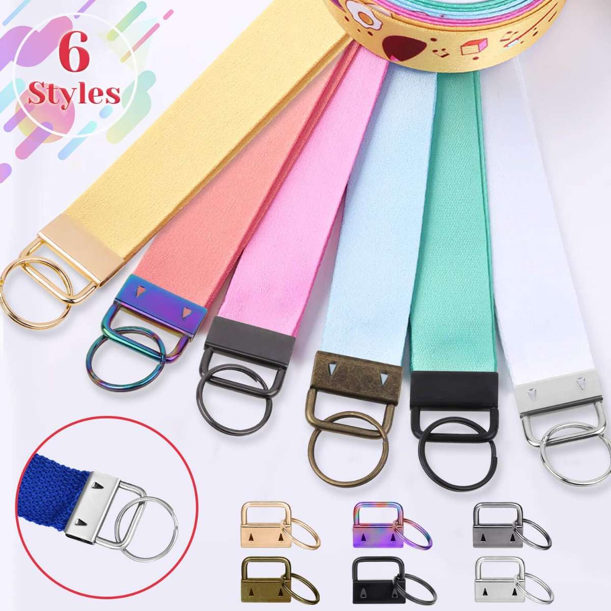 Shynek keychain hardware, 50 pieces of 1" lanyard keychain hardware