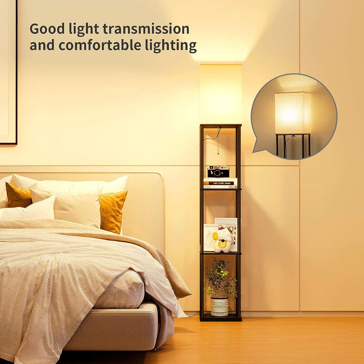SUNMORY Floor Light with Shelf (Black)