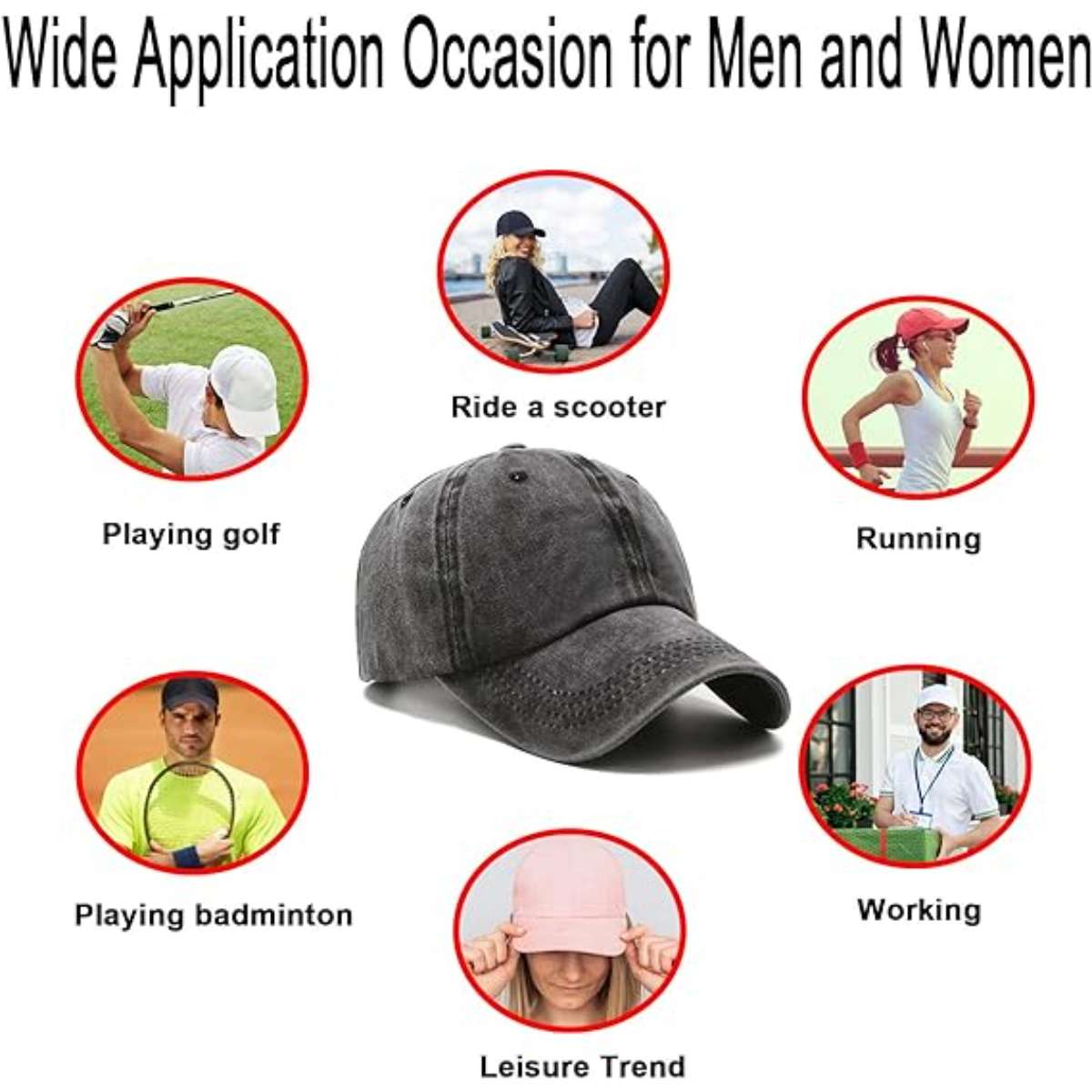 Baseball caps, golf dad hats, adjustable low-profile cotton caps