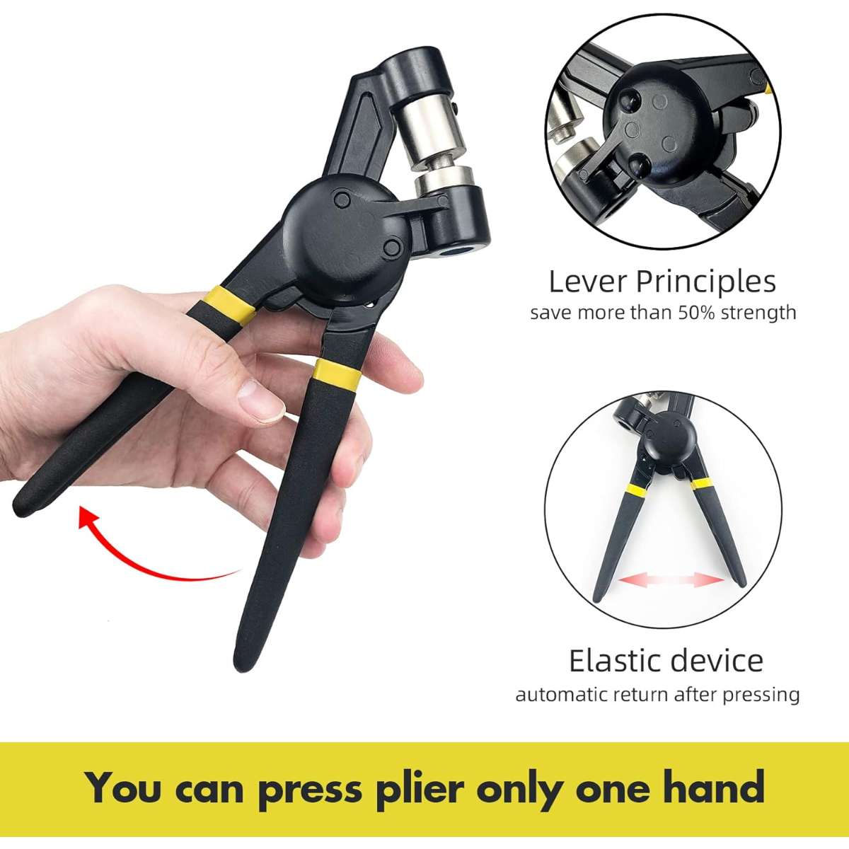 3/8 inch Hand Held Eyelet Kit Hand Grommet Press with 500 x 10mm Grommets