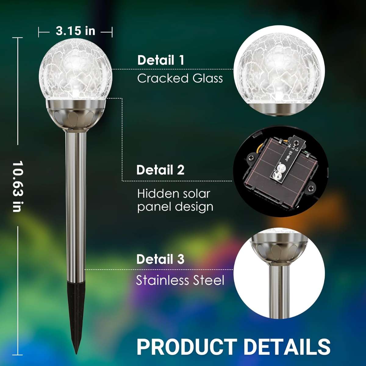 SOLPEX Solar Garden Lights Outdoor, 3-Pack Multicolor Color Change