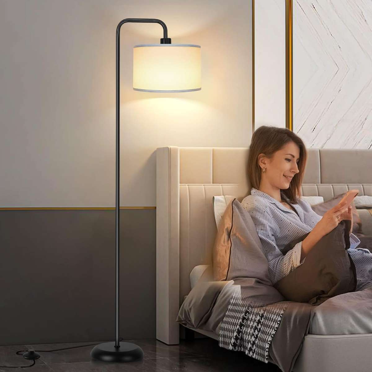 [Upgraded] living room LED floor lamp, black