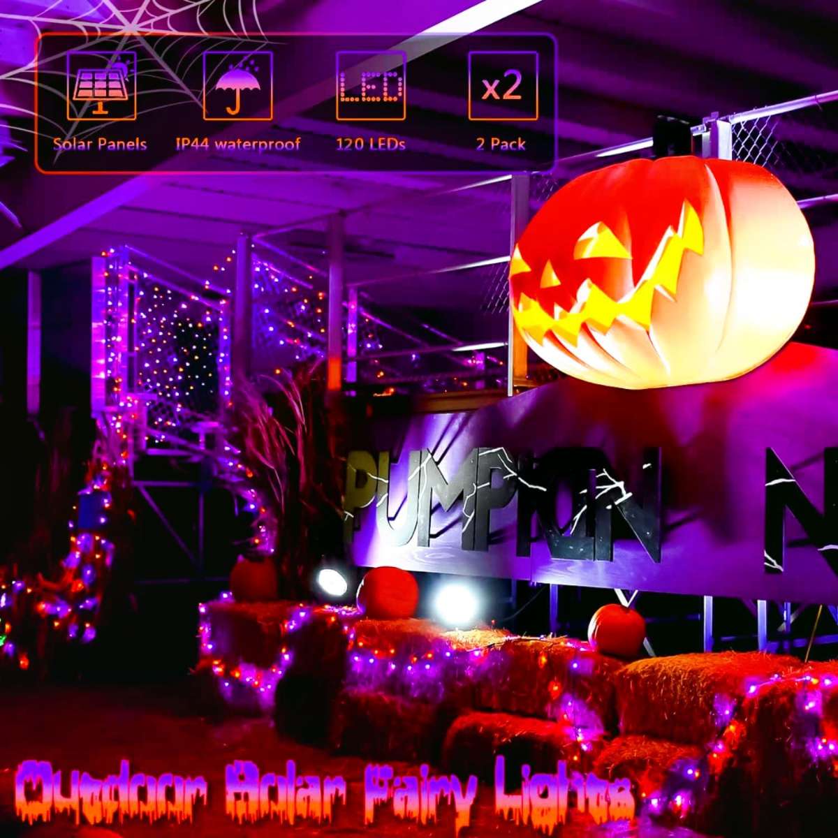 Lezonic Solar Halloween Lights Outdoor, 2 packs of 240 pcs
