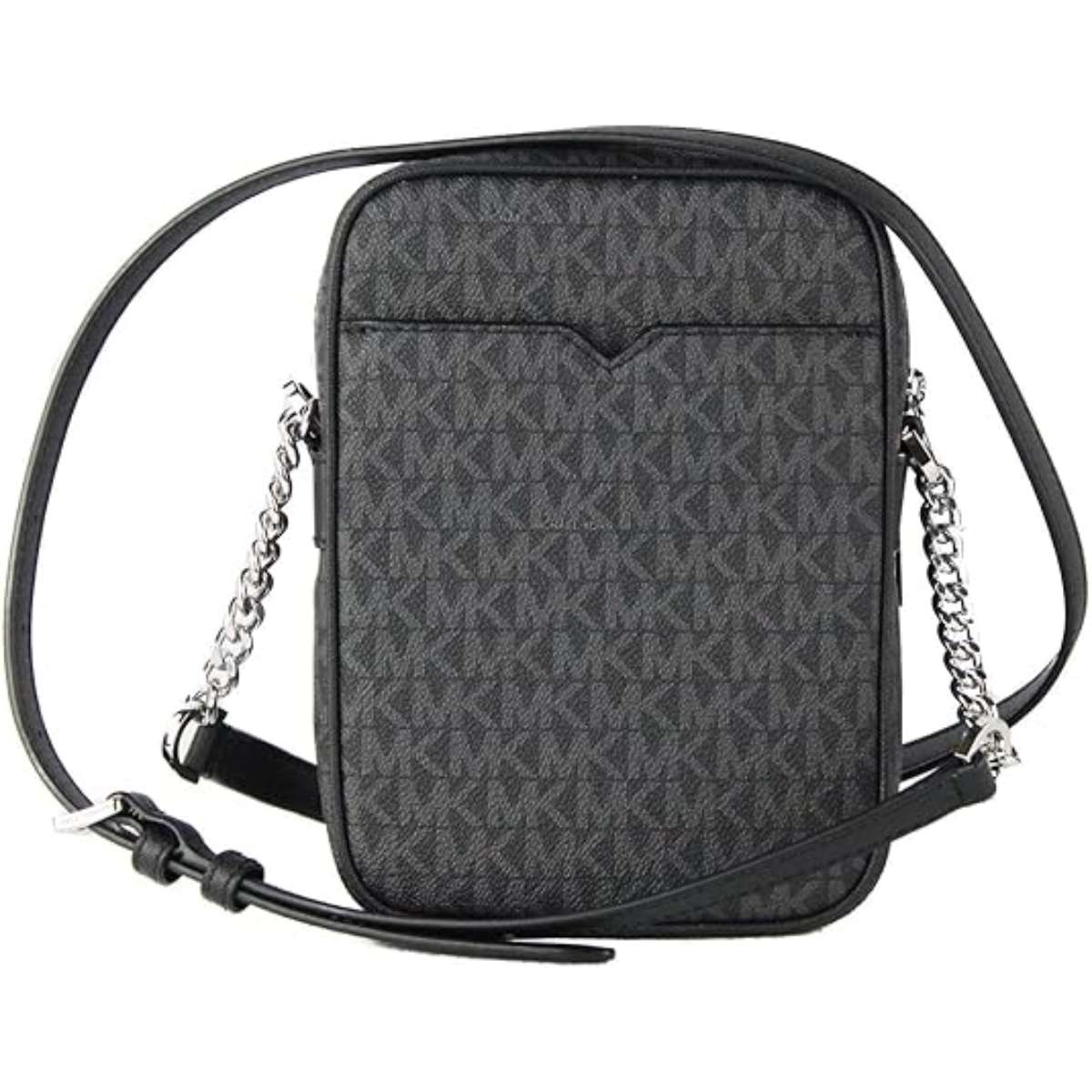 Michael Kors Jet Set Travel Signature PVC Medium Logo Chain Crossbody Flight Bag