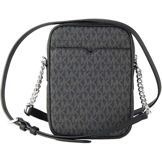 Michael Kors Jet Set Travel Signature PVC Medium Logo Chain Crossbody Flight Bag