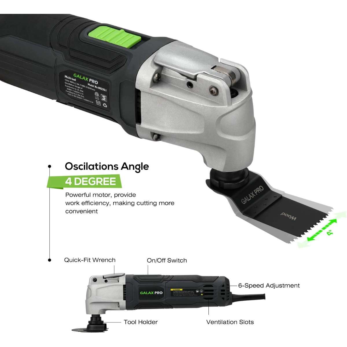 GALAX PRO 2.4Amp 6 Variable Speed Swing Multi-Tool Kit