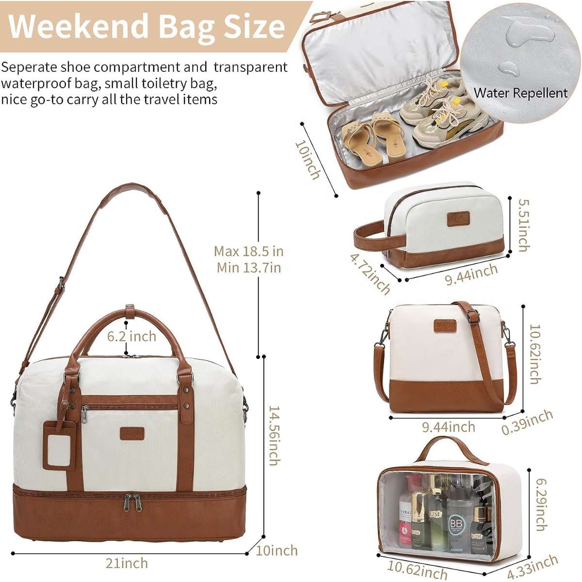 Wogarl 4PCS Women's Weekend Bag Large Bag