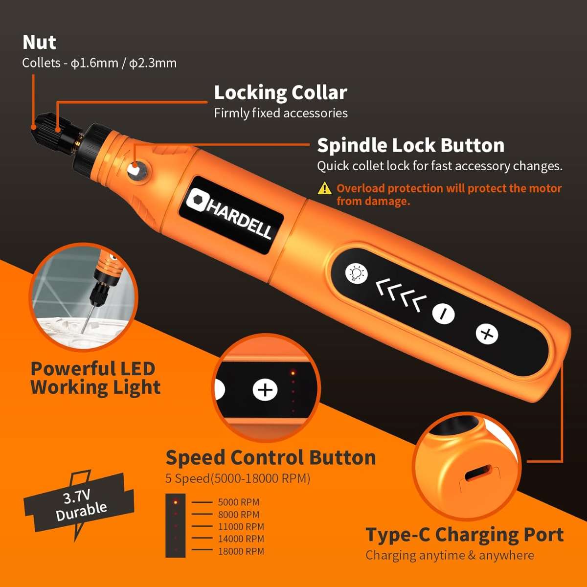 HARDELL MINI CORDLESS ROTARY TOOL KIT, DIY CRAFTS