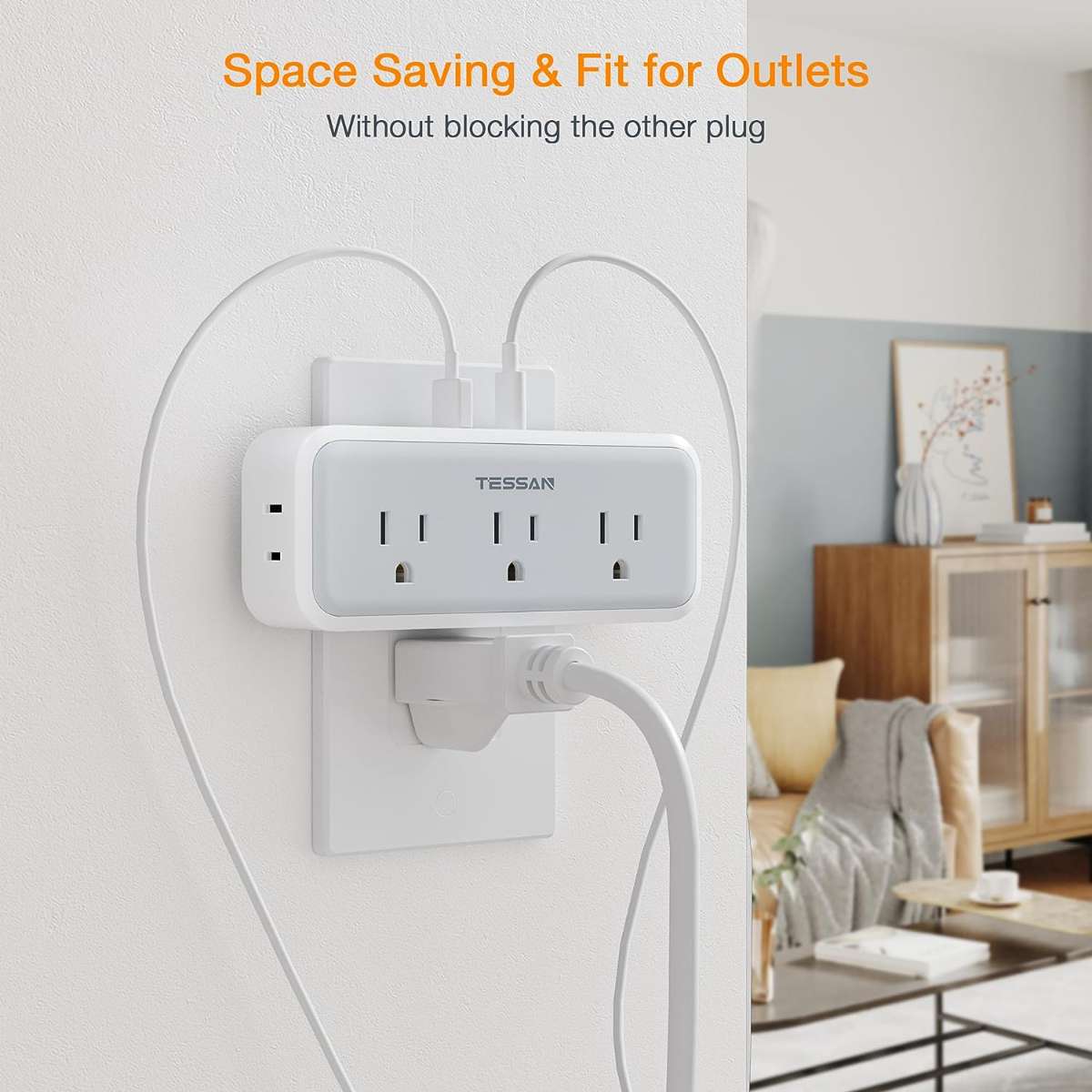 Multi-Plug Socket Distributor, TESSAN Surge Protector 5 Socket Extenders