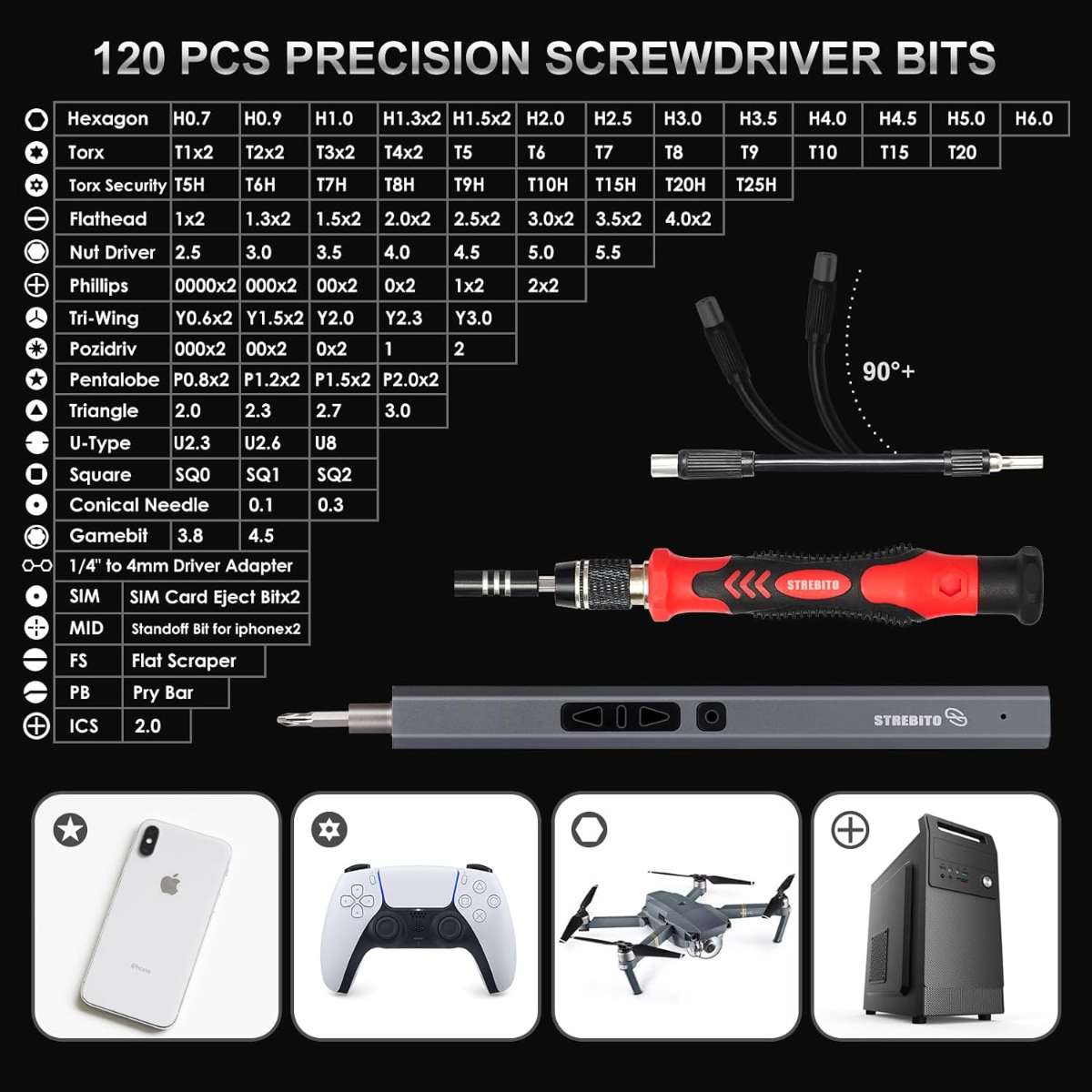STREBITO Mini Electric Screwdriver Set 144 pcs