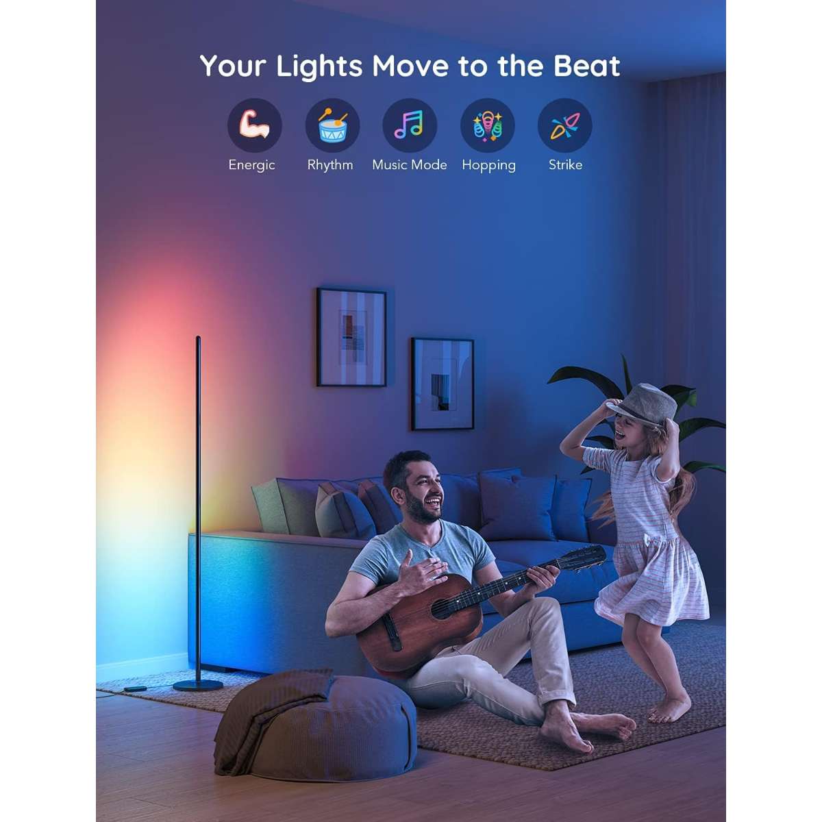 The Govig Beach Floor Lamp, Ryder Corner Lamp work in conjunction with Alexa