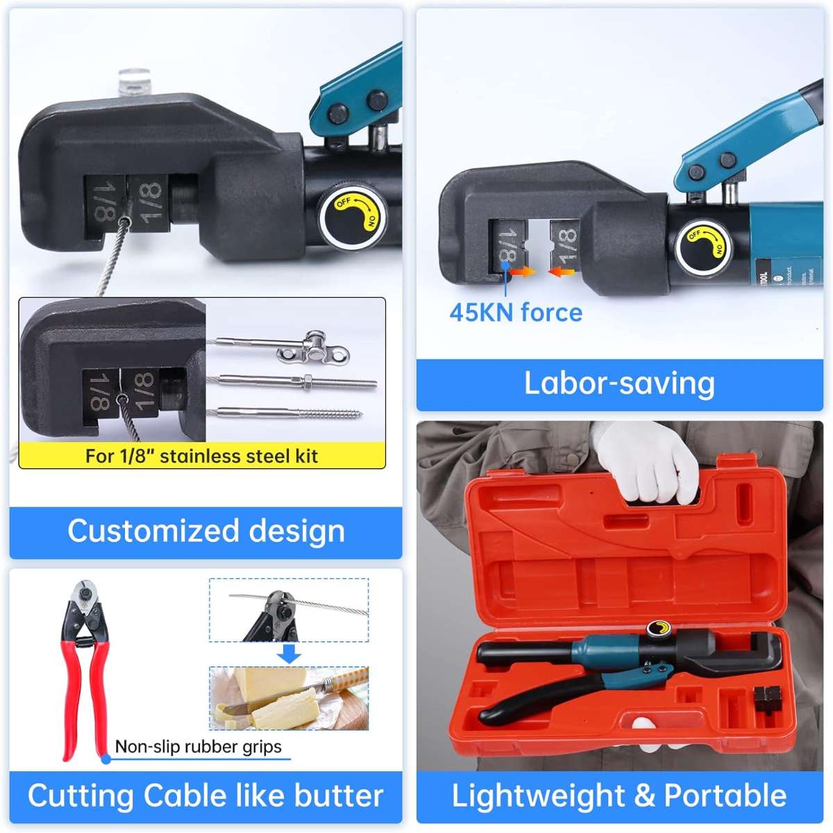 Muzata 45KN Upgrade Custom Hydraulic Hand Crimping Tool, CR09 CK12, CT1