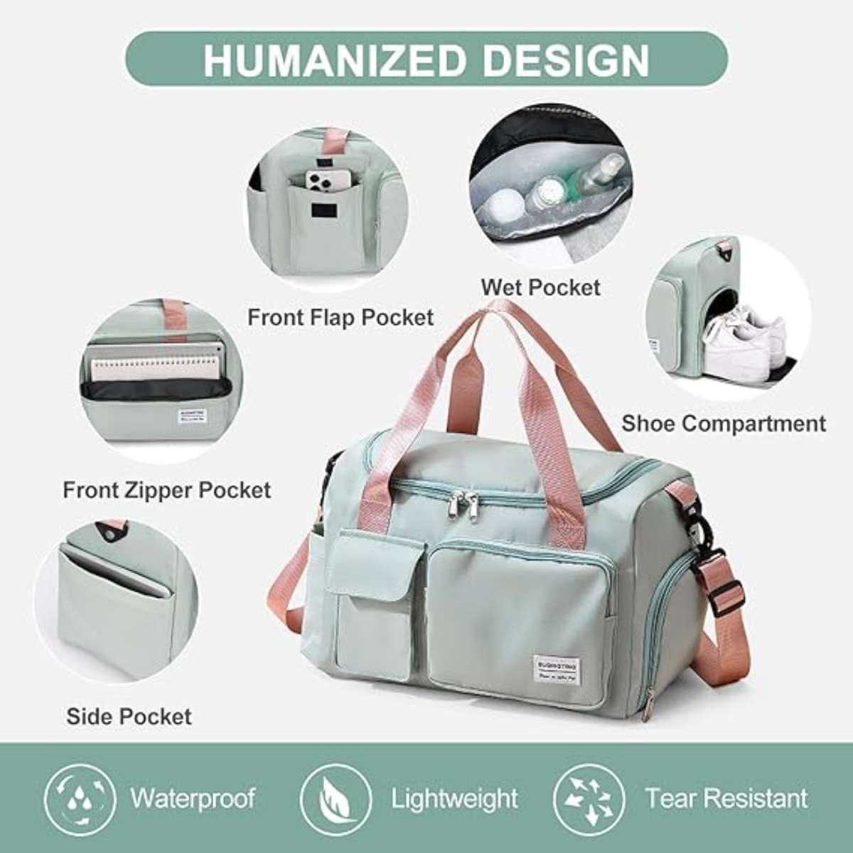 Women's small gym bag, travel duffle bag to carry with you for the weekend