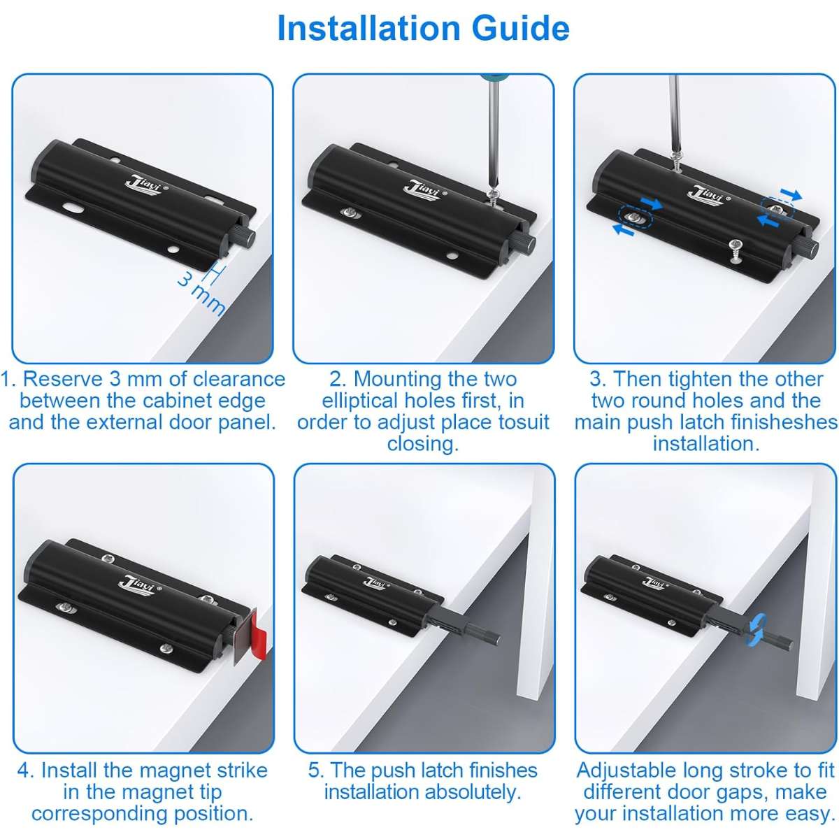 Cabinet Door Magnetic Push Lock Jiayi 4 Pack Push Door Latch Black