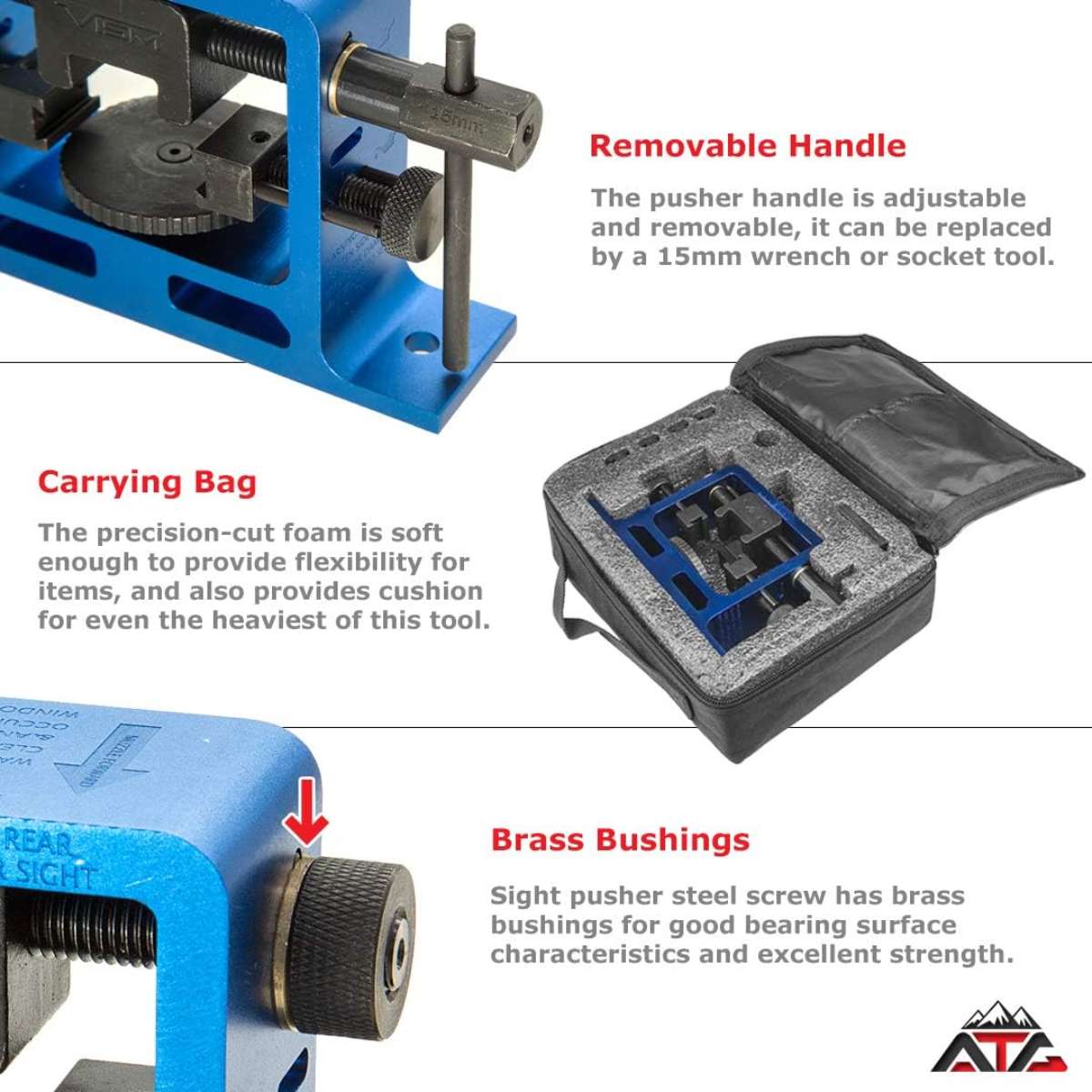 ATG Heavy Duty Universal Pistol Dovetailed Rear Sight Pusher Tool