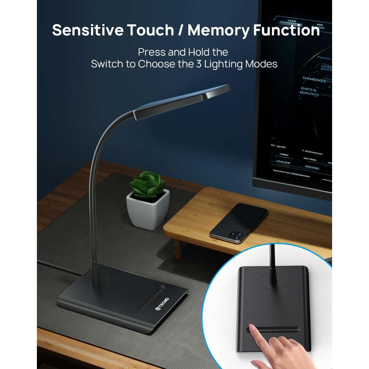 Tron table lamp, bright dimmable eye protection table lamp