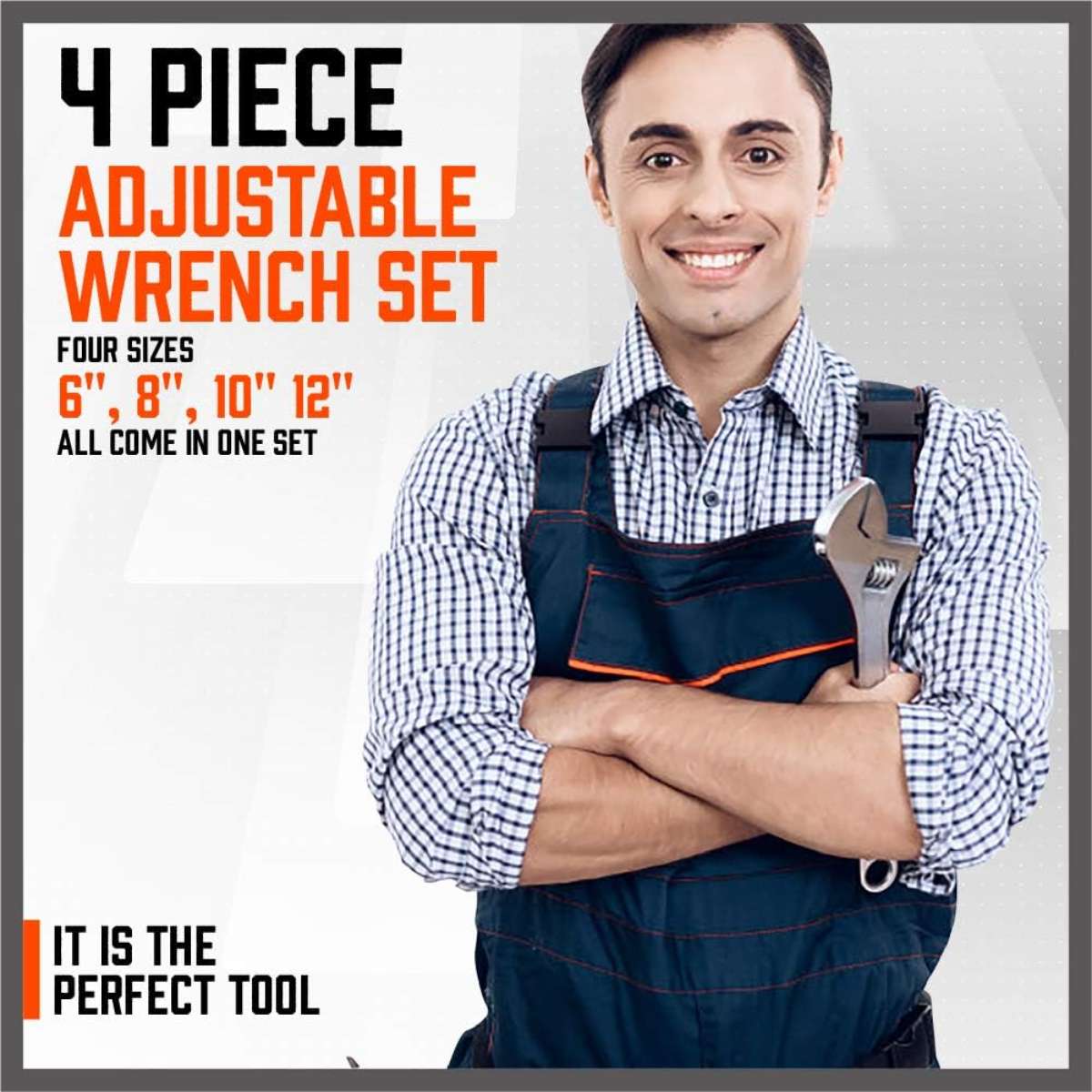 HORUSDY 4-Piece Adjustable Wrench Set, CR-V Steel