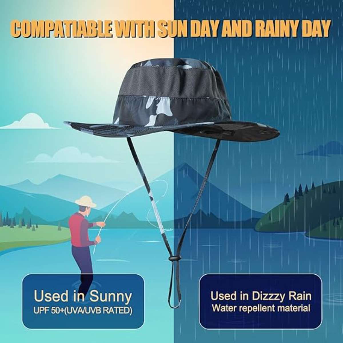 KOOLSOLY fishing hat with UPF 50+ sun protection