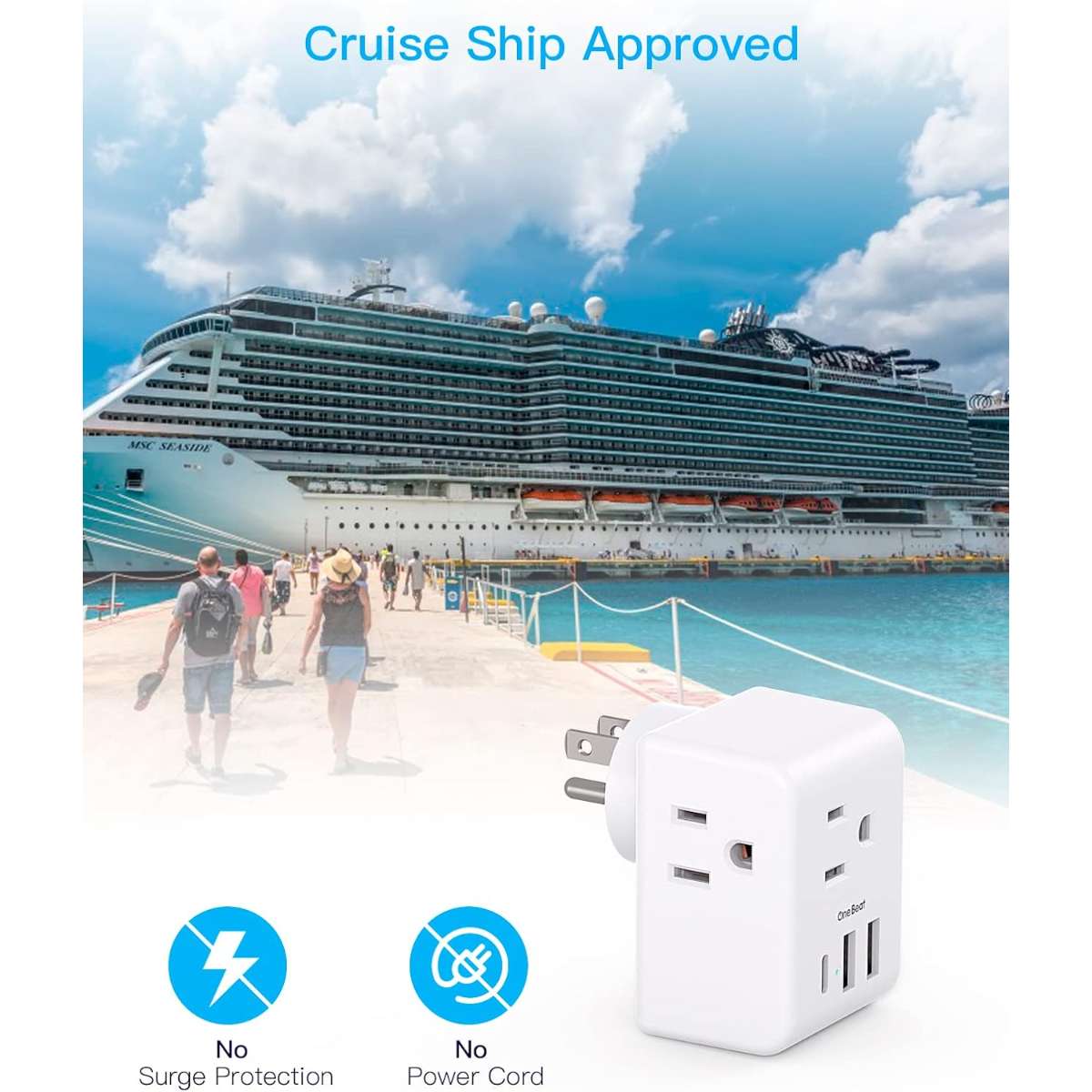 Multi-Plug Socket Extender with 3 USB Wall Chargers