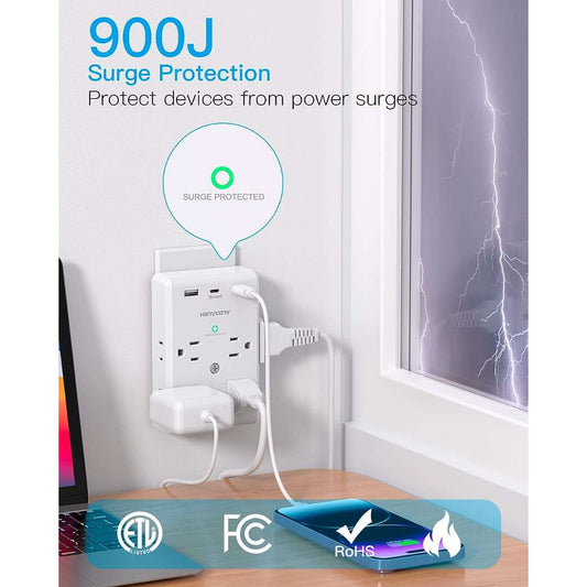 Multi-Plug Socket Extender with USB C Port, ETL Listing
