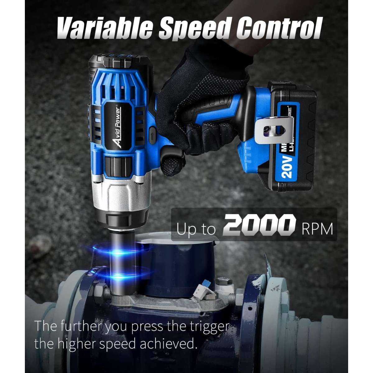 AVID POWER Rechargeable Impact Wrench, 1/2 Impact Gun