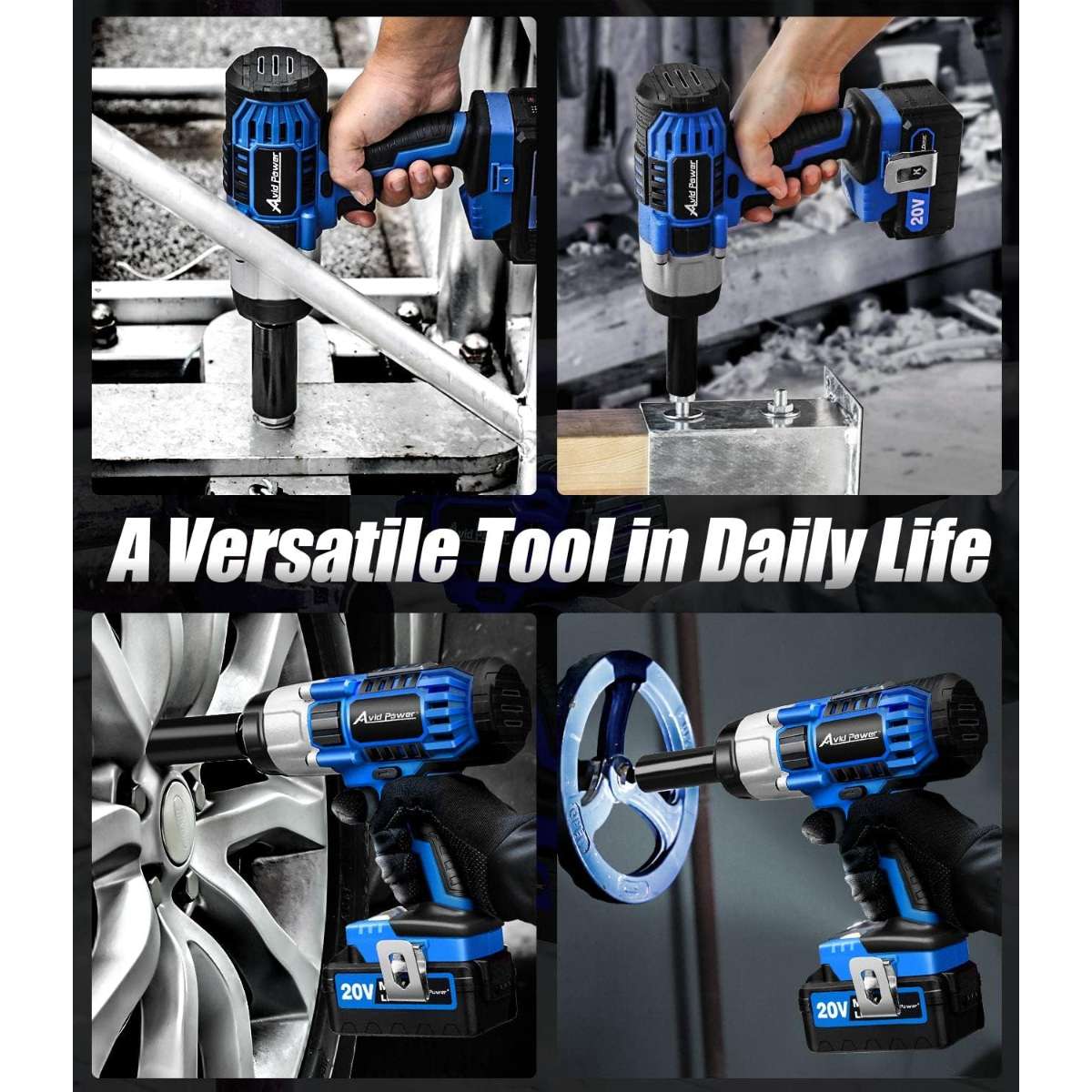 AVID POWER Rechargeable Impact Wrench, 1/2 Impact Gun