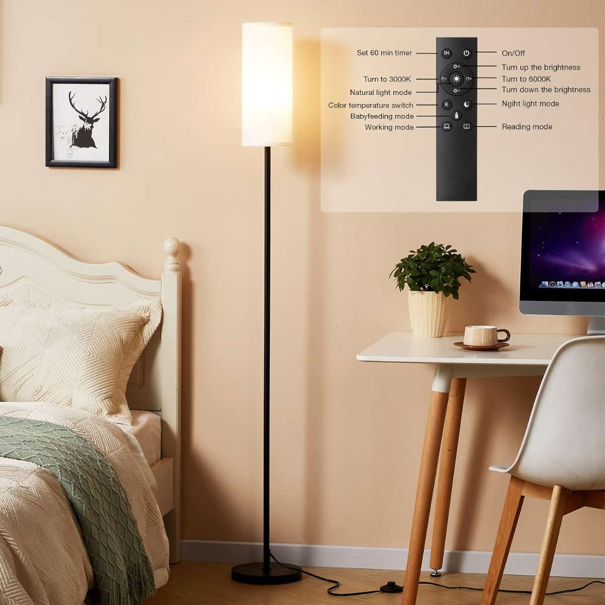 Ambimall Living Room Floor Lamp, including 9W bulb