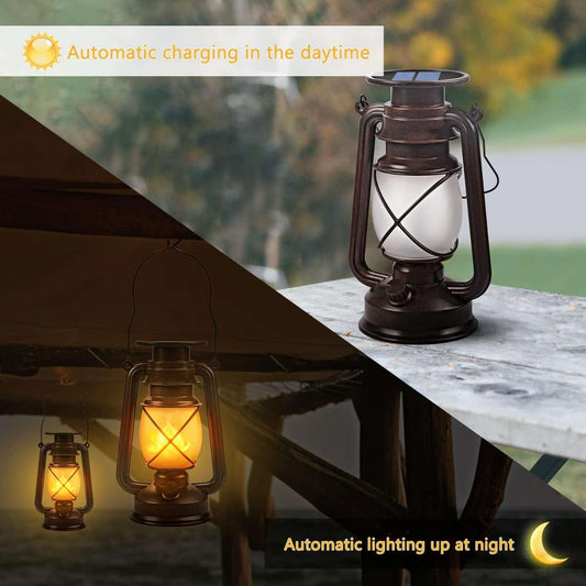 Solar Lantern Outdoor Hanging Solar Lantern Dancing Flame Vintage, 2Pack