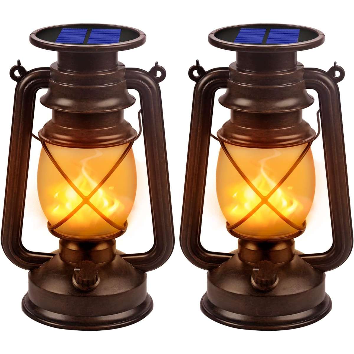 Solar Lantern Outdoor Hanging Solar Lantern Dancing Flame Vintage, 2Pack