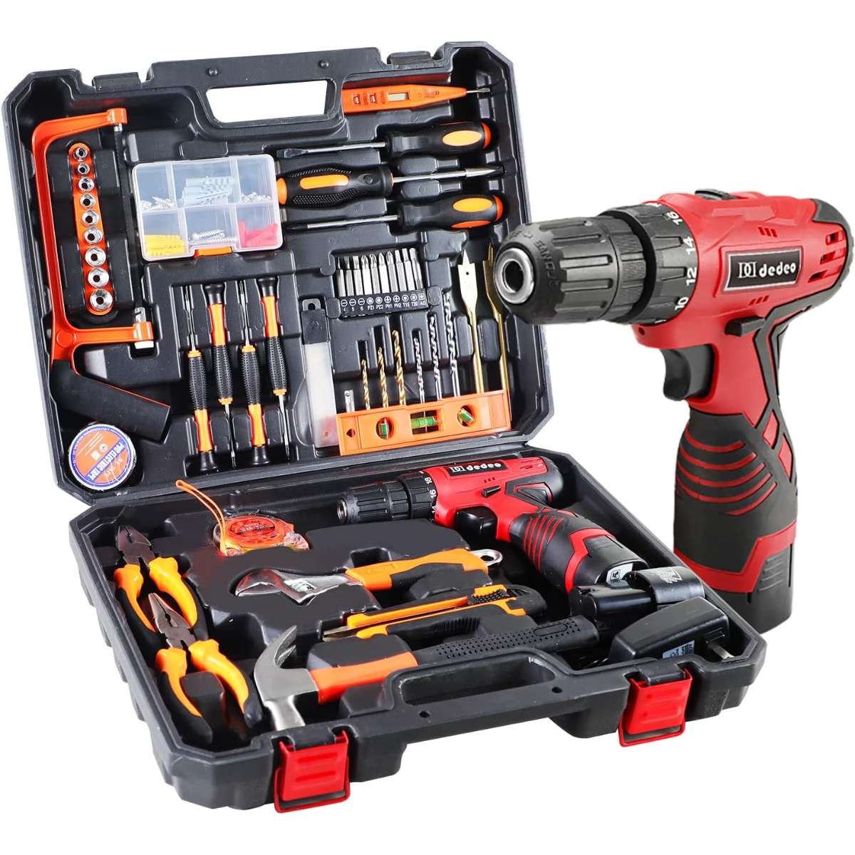 Tool set with drill bit, 108 pieces cordless drill home power tool set