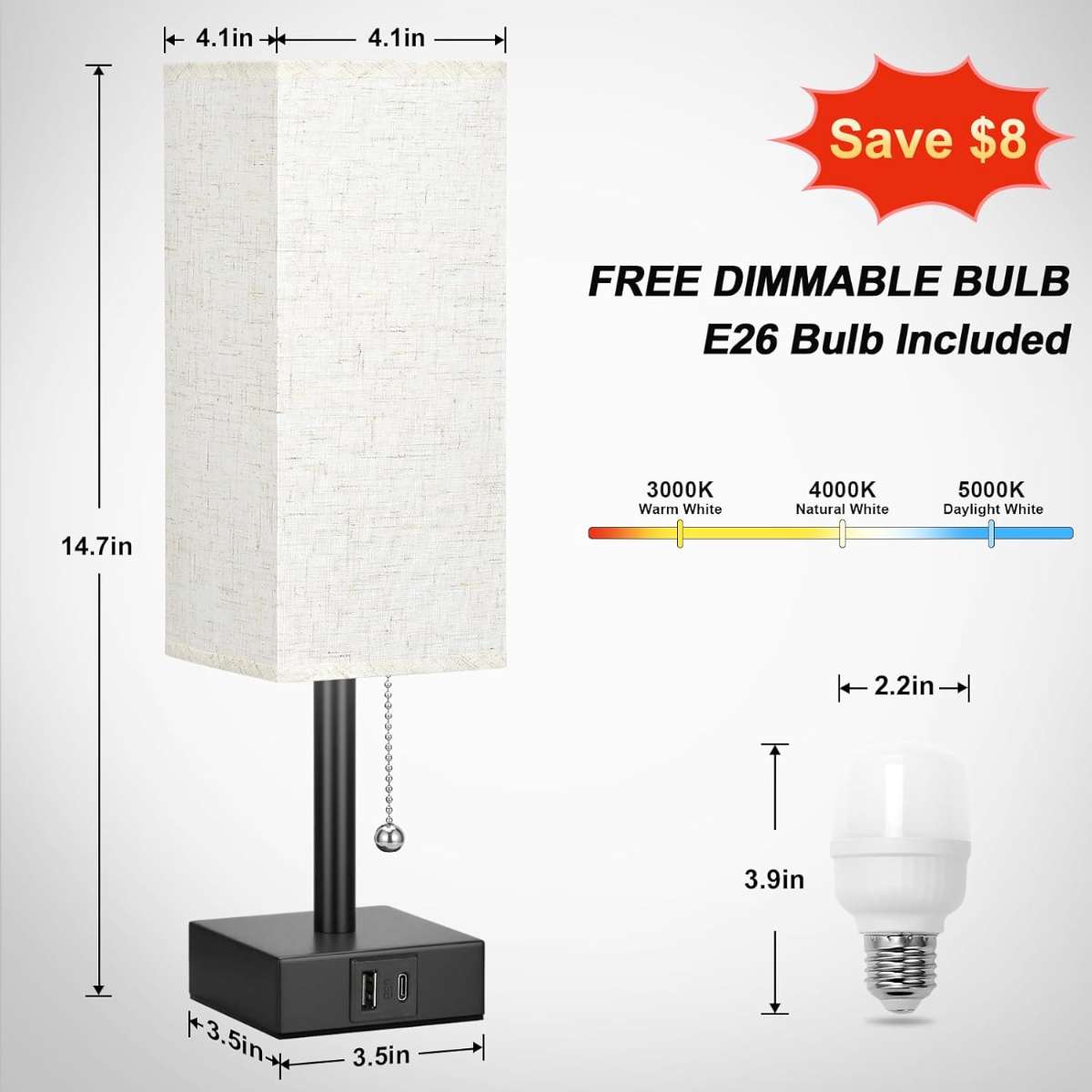 3 color hotbed table lamps (including LED bulbs)