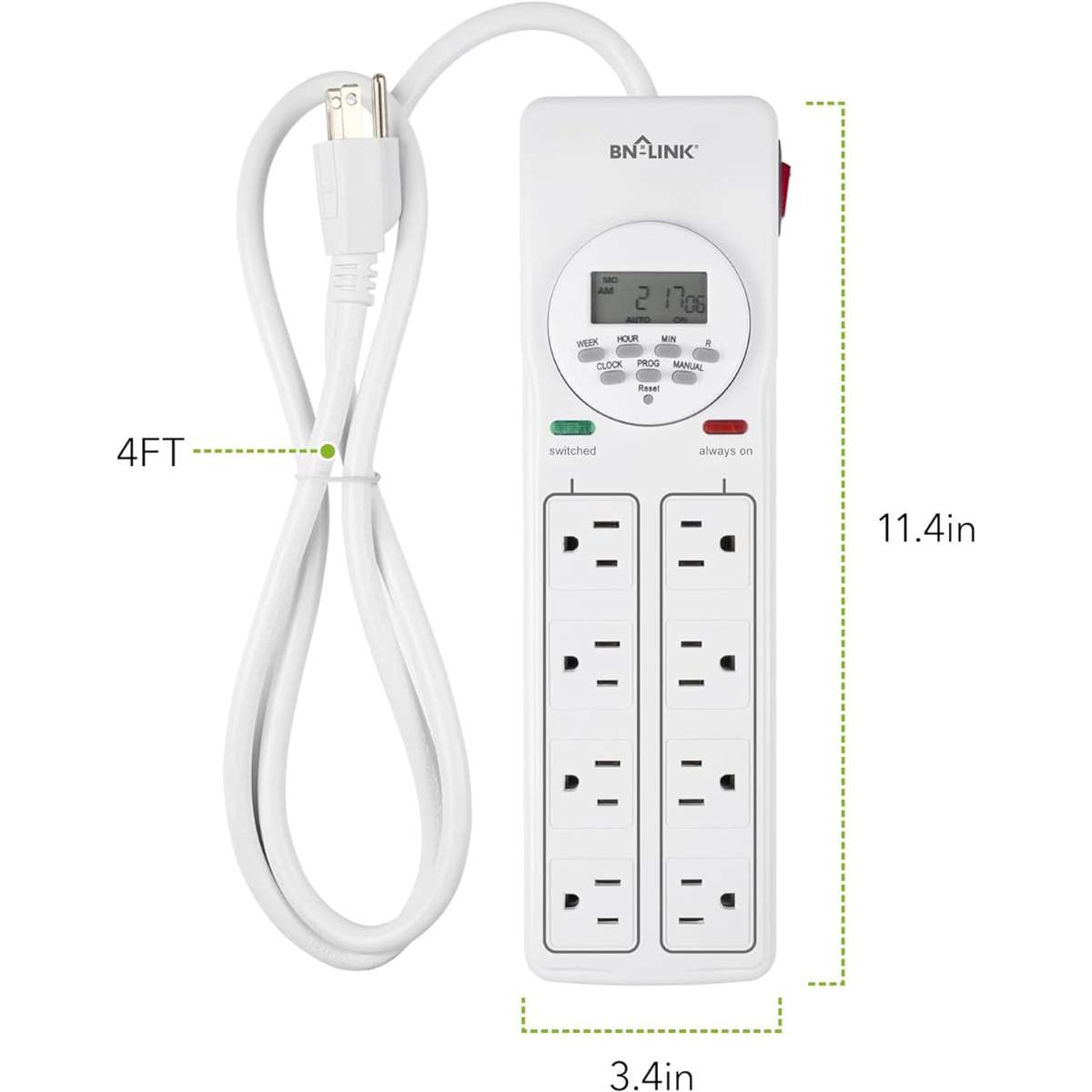 BN-LINK 8 Socket surge protector White