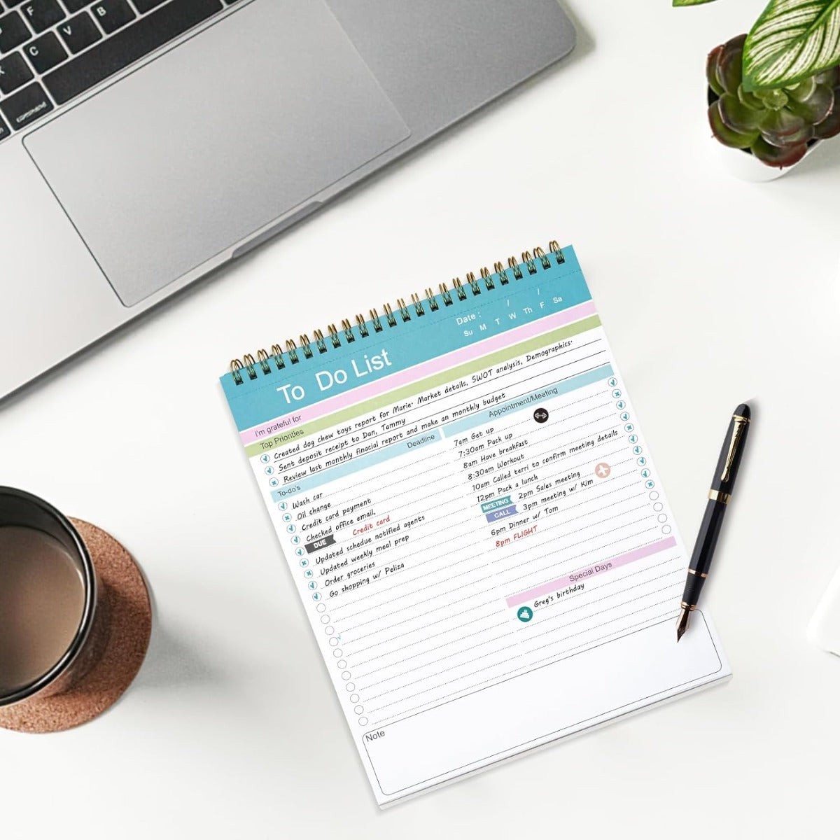 To Do List Notepad, Spiral Bound Undated Daily Planner