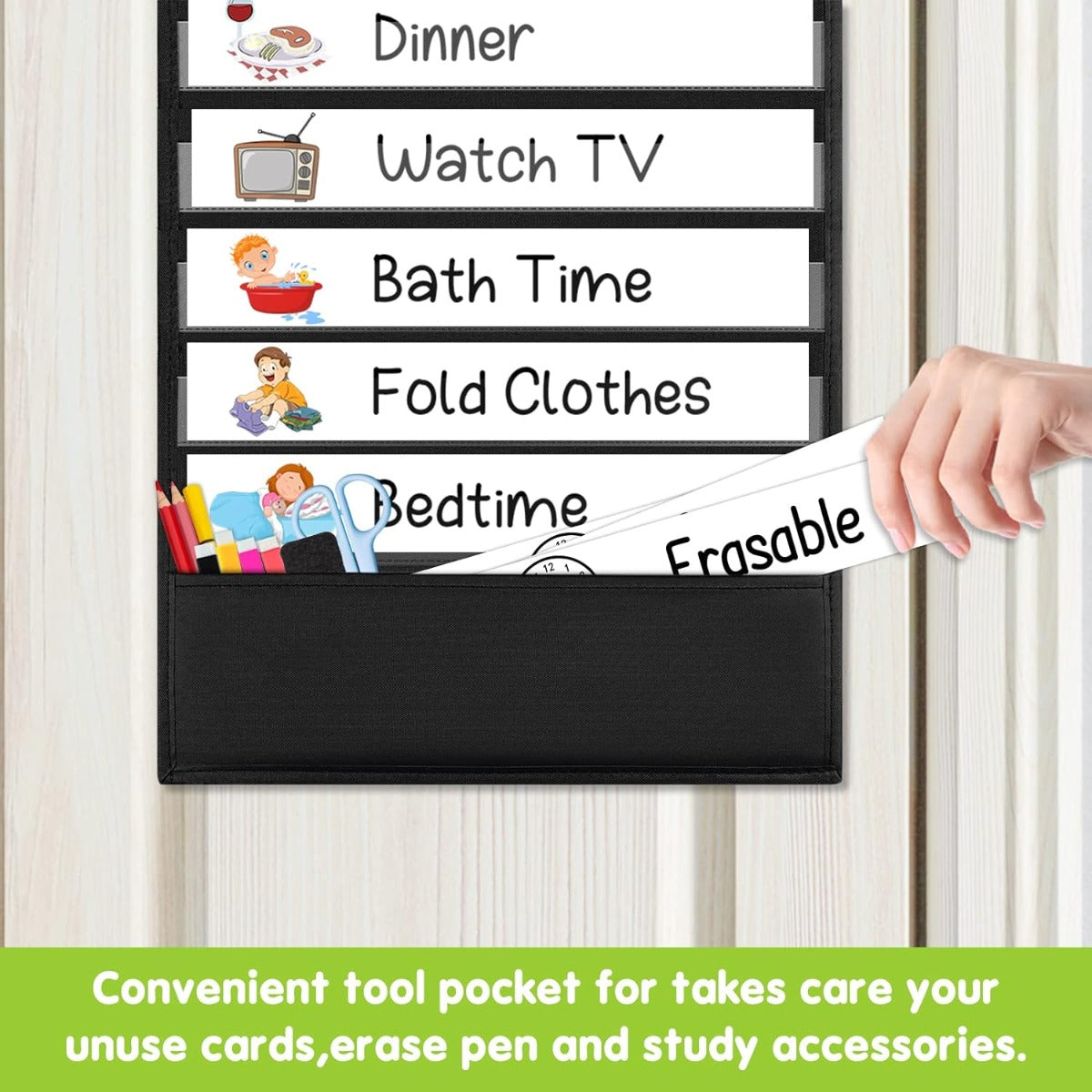 EAMAY Daily schedule Pocket chart blac
