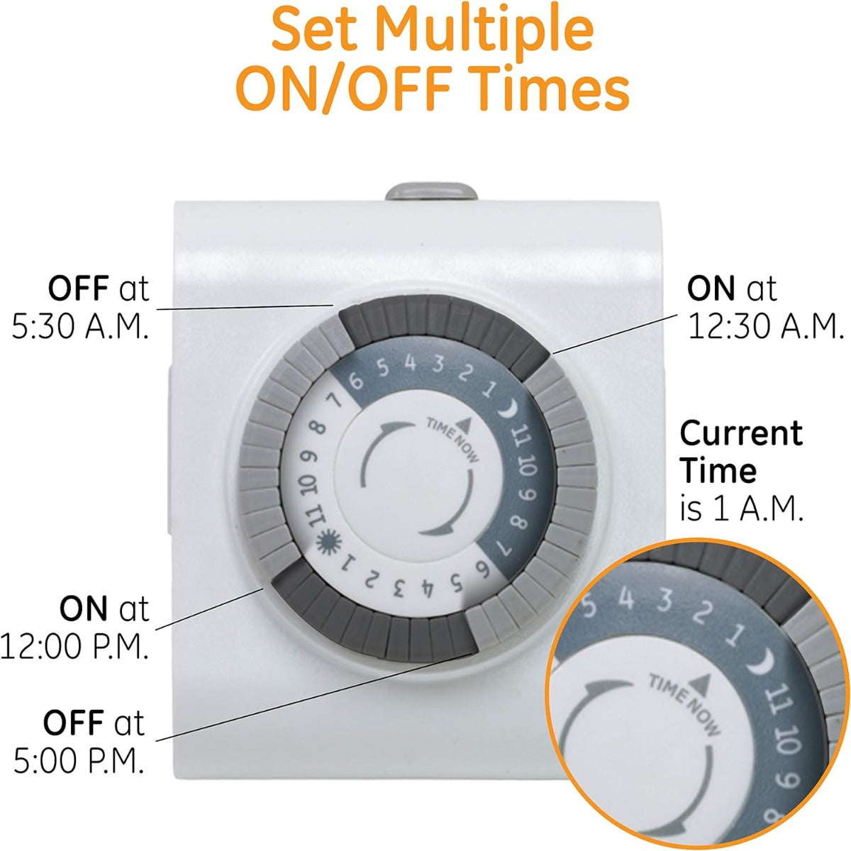 GE 24 hours 2 Ground socket Mechanical socket timer 15075