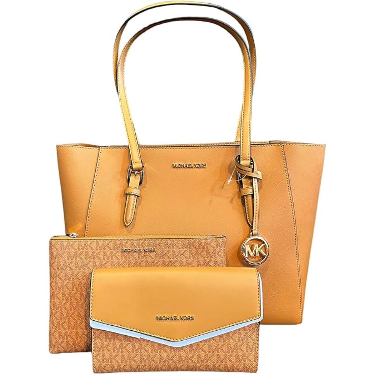 Michael Kors Charlotte Large 3-in-1 Tote Crossbody Handbag Leather